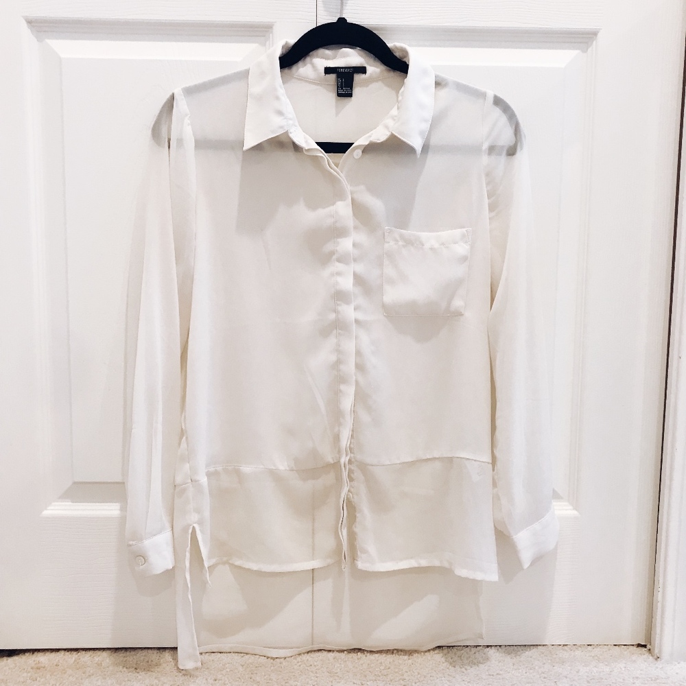 ❗3/$20 Forever 21 long sleeve cream colour blouse